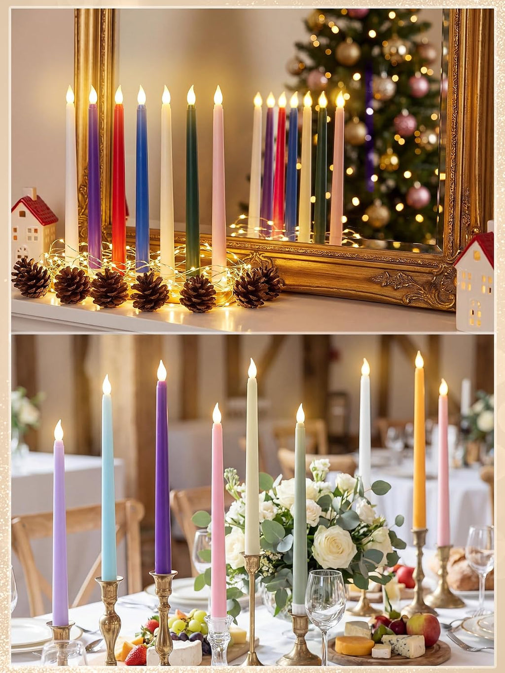 Retisee 30 Pcs 11 Inch Flameless Taper Candles LED Candles Bulk, Colorful