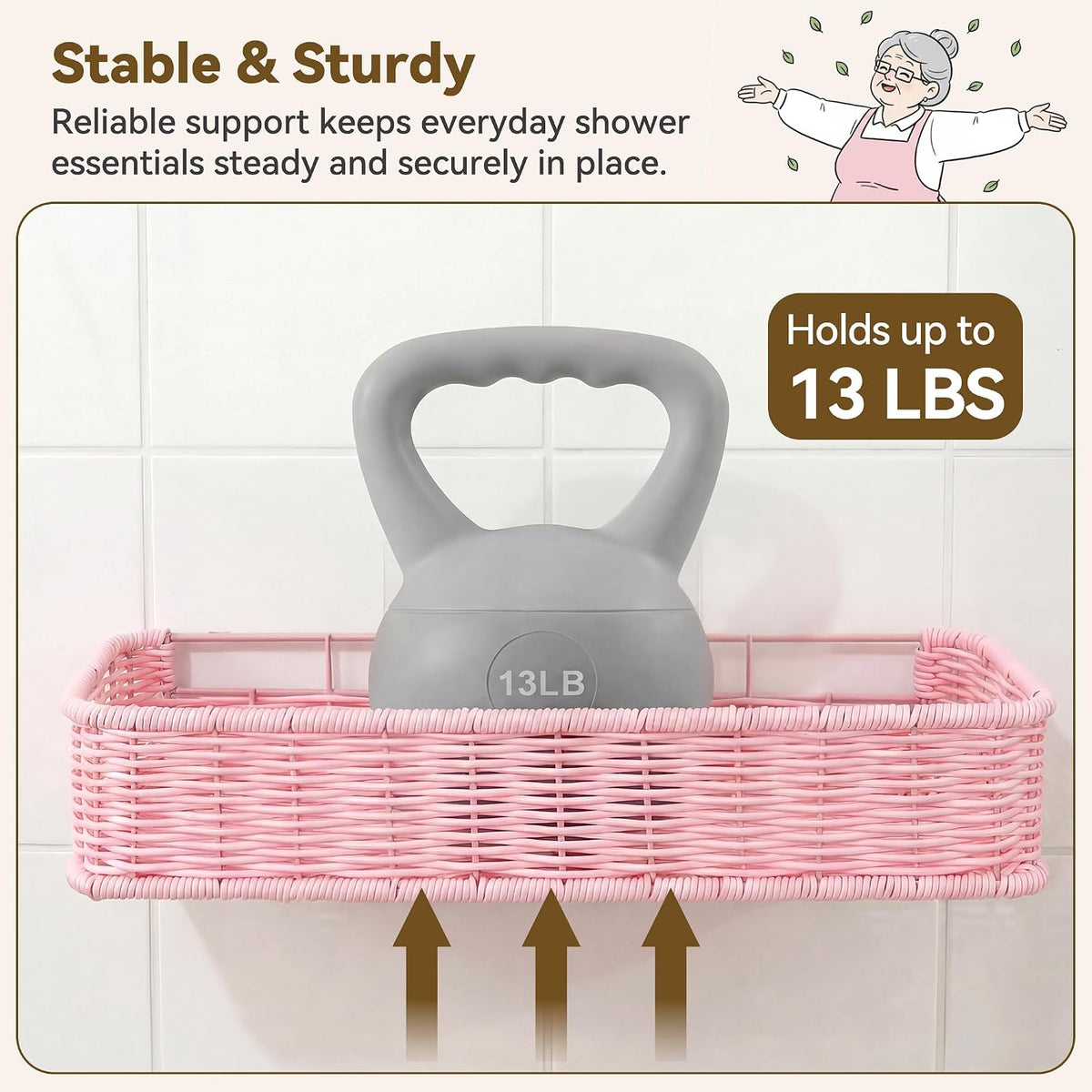 GRANNY SAYS Shower Caddy Hanging, Pink Shower Shelves for Inside Showers