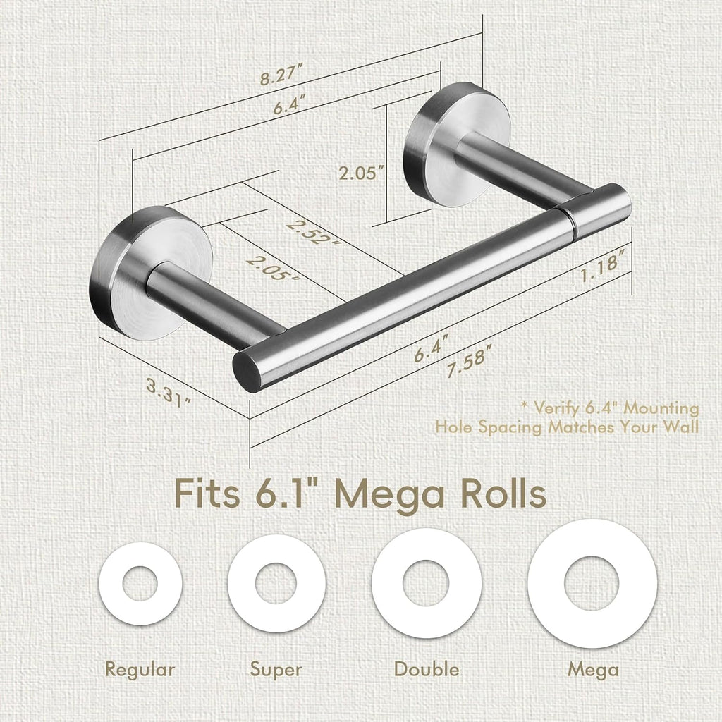 Toilet Paper Holder, NEWRAIN Double Post Pivoting Bathroom Toilet Paper Roll Holder, Stainless Steel Wall Mounted RV Tissue Roll Holder, Brushed Nickel Commercial Farmhouse Toilet Paper Dispenser
