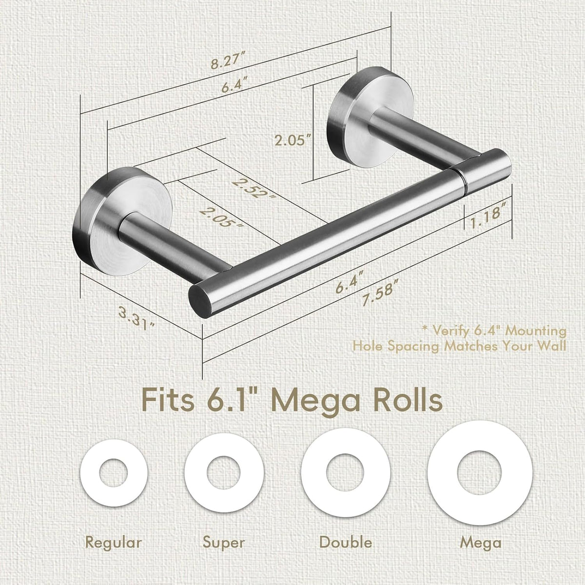 Toilet Paper Holder, NEWRAIN Double Post Pivoting Bathroom Toilet Paper Roll Holder, Stainless Steel Wall Mounted RV Tissue Roll Holder, Brushed Nickel Commercial Farmhouse Toilet Paper Dispenser