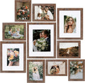 SESEAT Picture Frames Collage, Gallery Wall Frame Set with 11x14 8x10 5x7 4x6 Frames in Brown Finishes, Set of 10