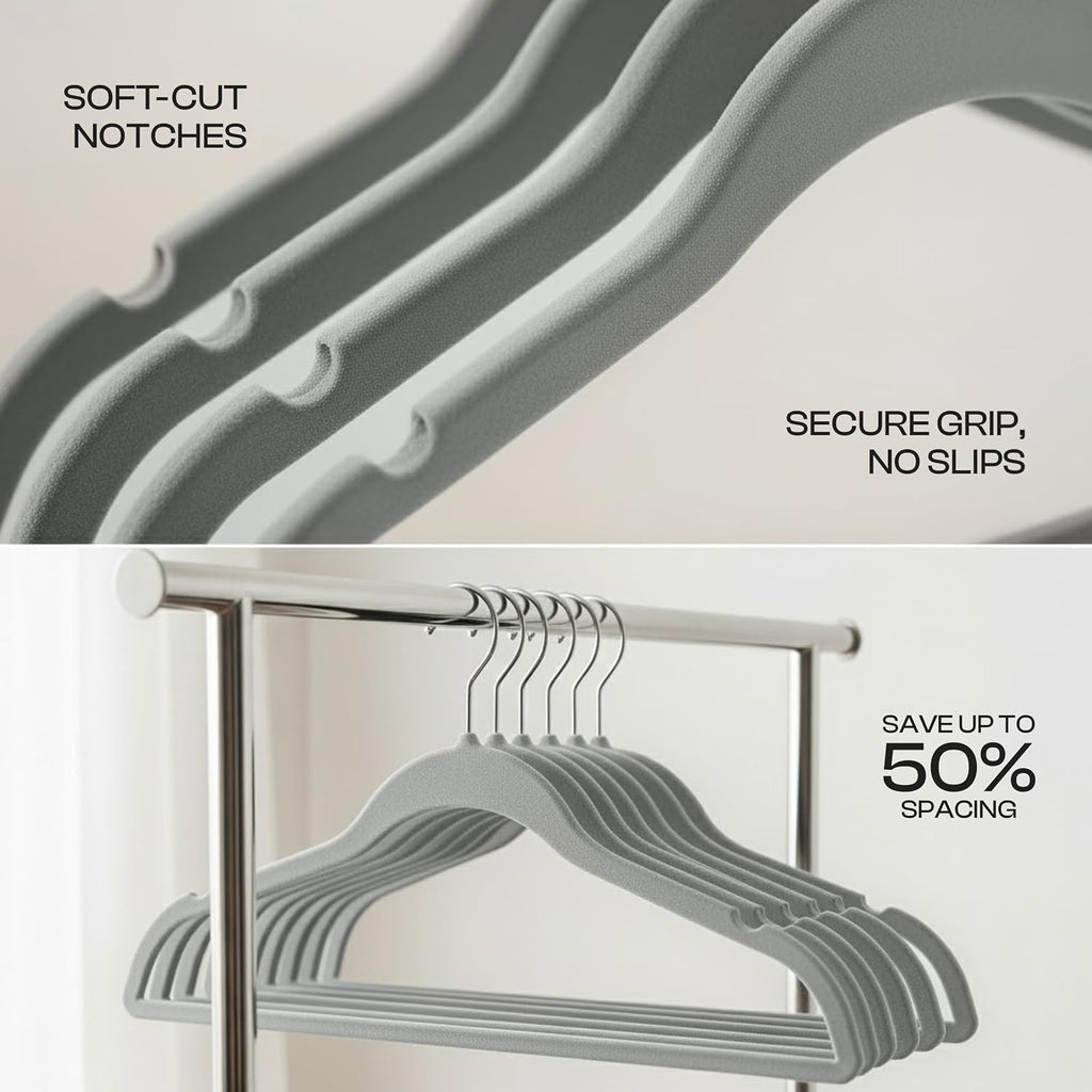 Utopia Home Velvet Hangers, Grey, 50 Pack