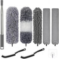 Dusters for Cleaning - 9Pcs Feather Duster Extendable Pole Up to 100'', Microfibre Feather Duster Bendable Washable Long Duster for Cleaning Ceiling Chandelier High Ceiling Furniture