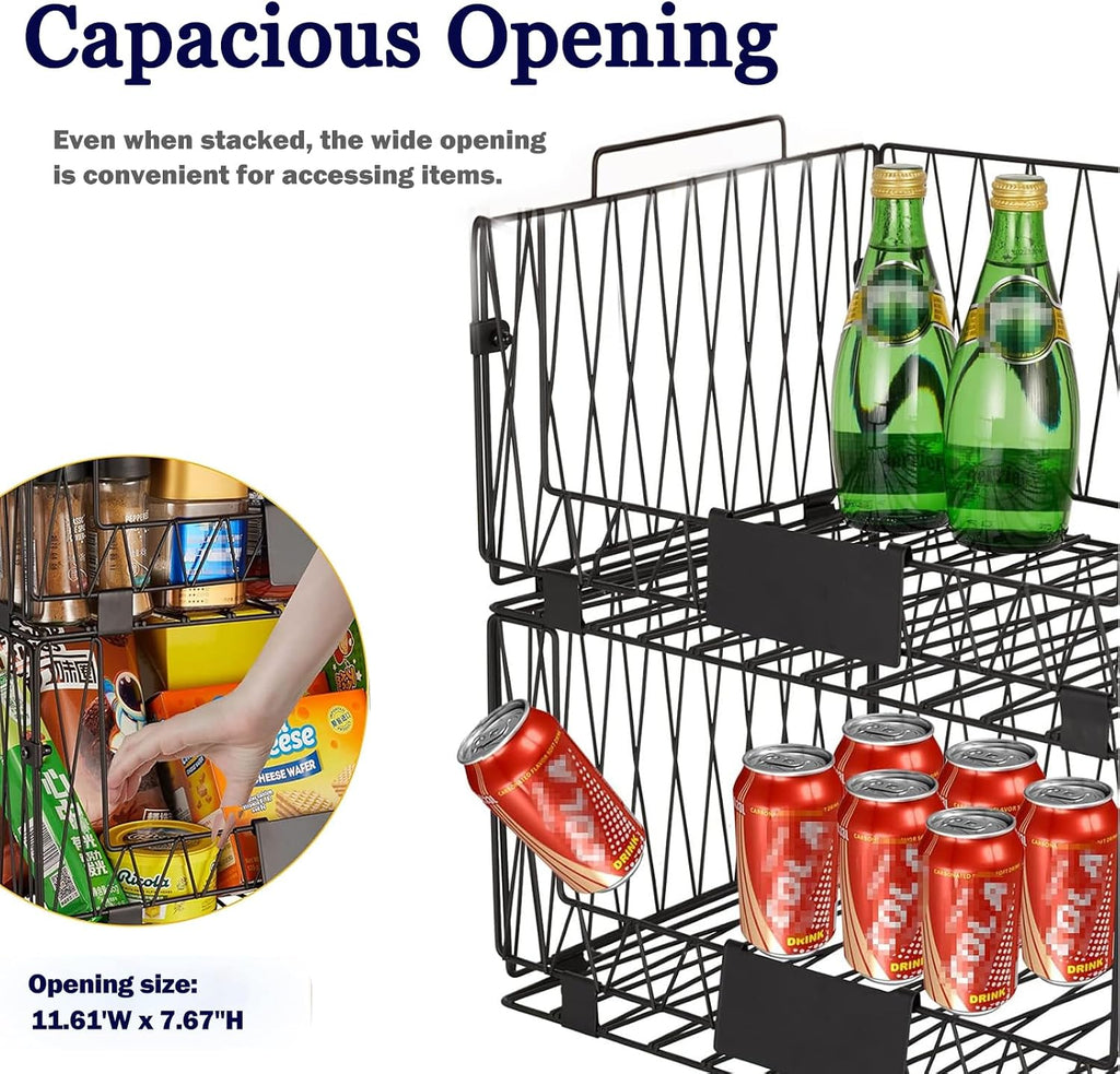 4 PACK XXL Stackable Wire Baskets for Pantry Organization and Storage