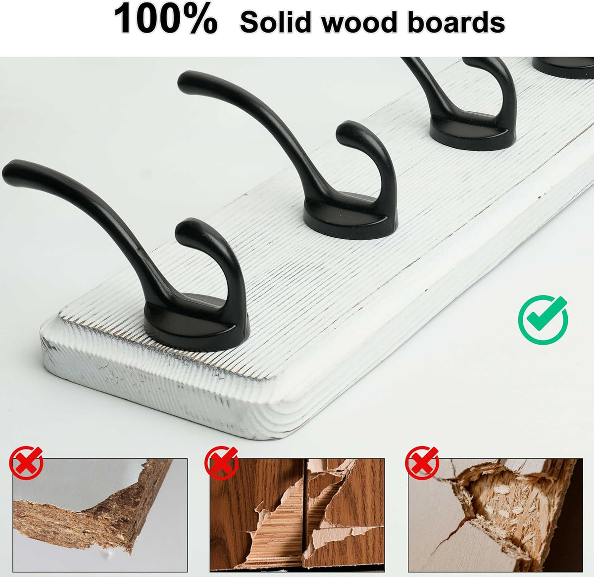 WEBI Coat Rack Wall Mount,Coat Hanger Wall,16" Hole to Hole,Coat Hooks Wall Mounted,Hook Rack Rail,5 Hooks for Hanging Coats,Hats,Jacket,Clothes,Entryway,Black/White