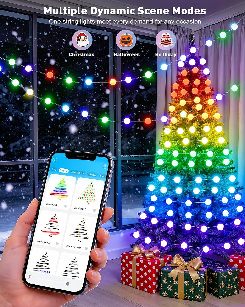 JMEXSUSS Smart Globe String Lights for Classroom Dorm, RGB Fairy Lights