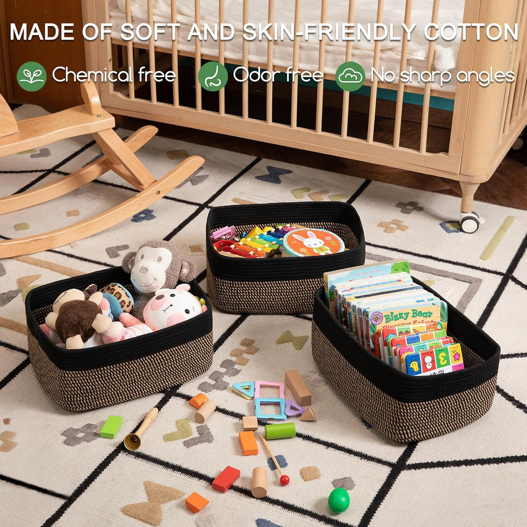 OIASKET Storage Baskets for Organizing 3 Pack, Woven Baskets for Shelves,