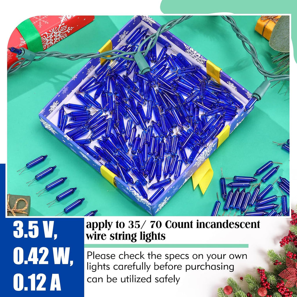 Remagr 70 Pcs 3.5v Christmas Mini Light Bulbs Holiday Decor, Blue