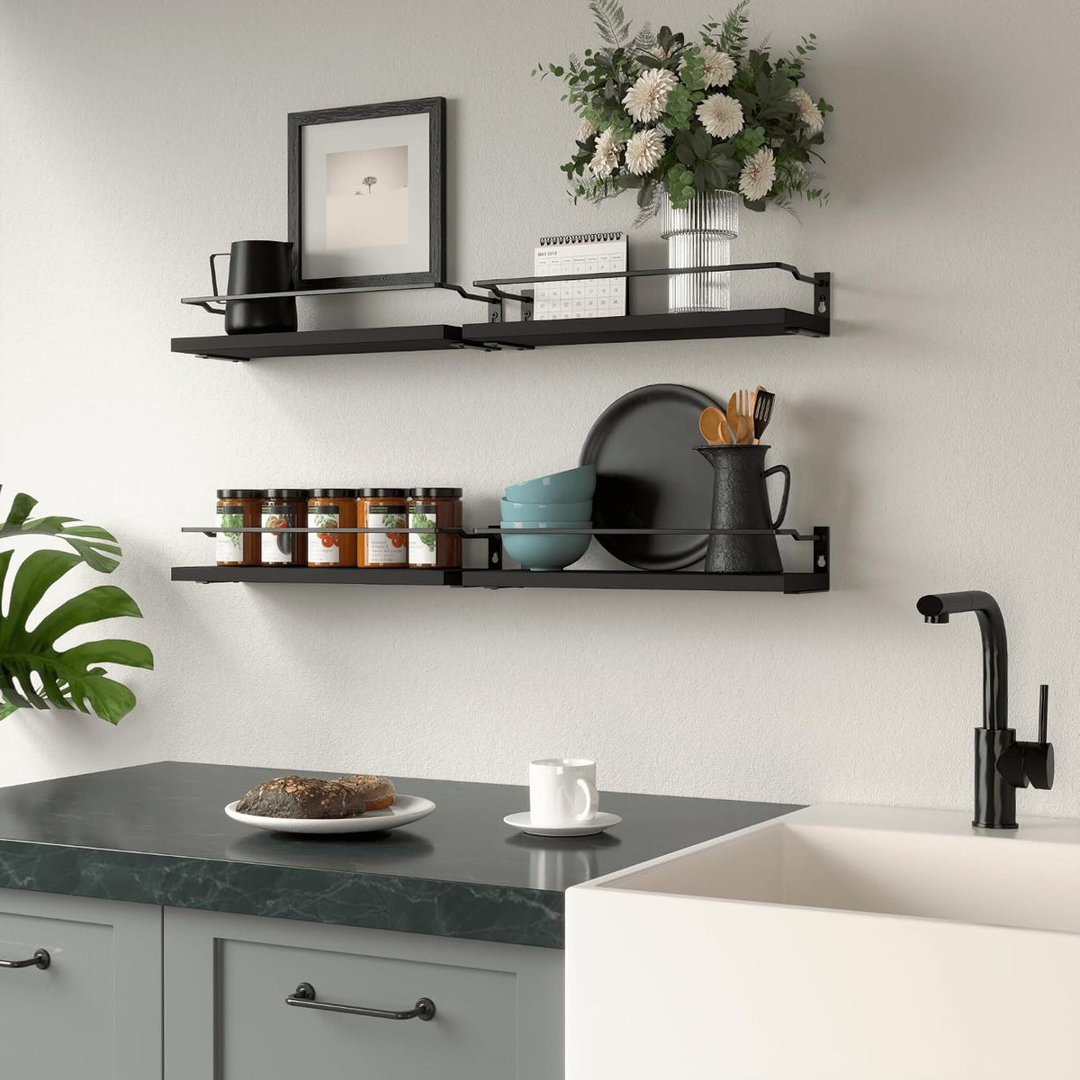 RICHER HOUSE Floating Shelves Bathroom, Small Wall Shelf Over Toilet 4 Set