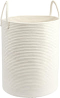 Woven Cotton Rope Laundry Basket, 15" x 20" Laundry Hamper, White