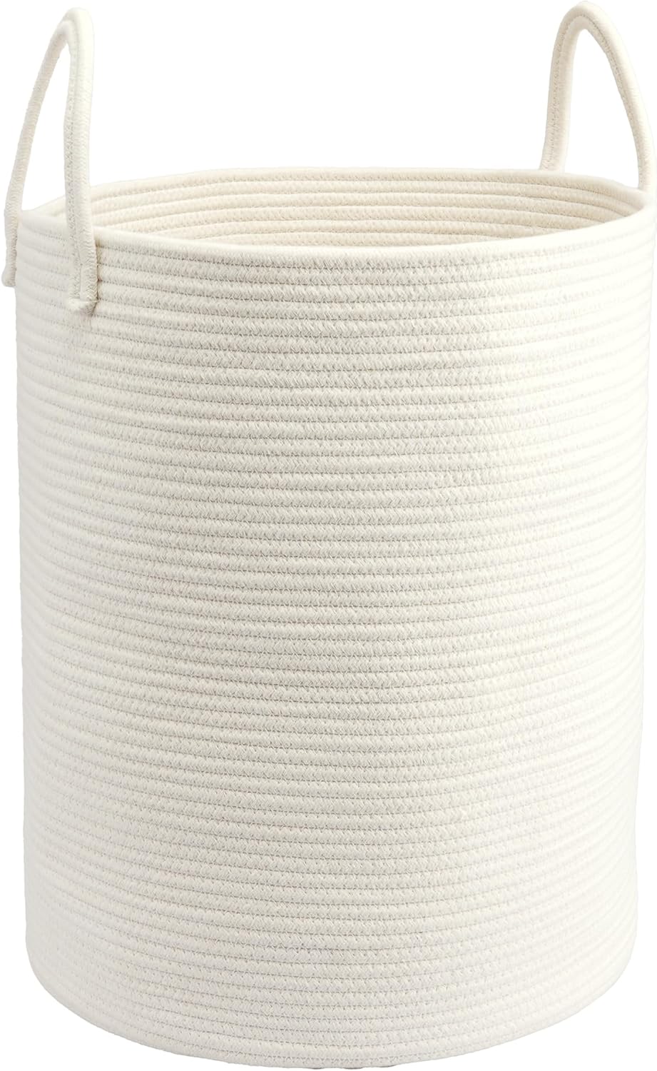 Woven Cotton Rope Laundry Basket, 15" x 20" Laundry Hamper, White