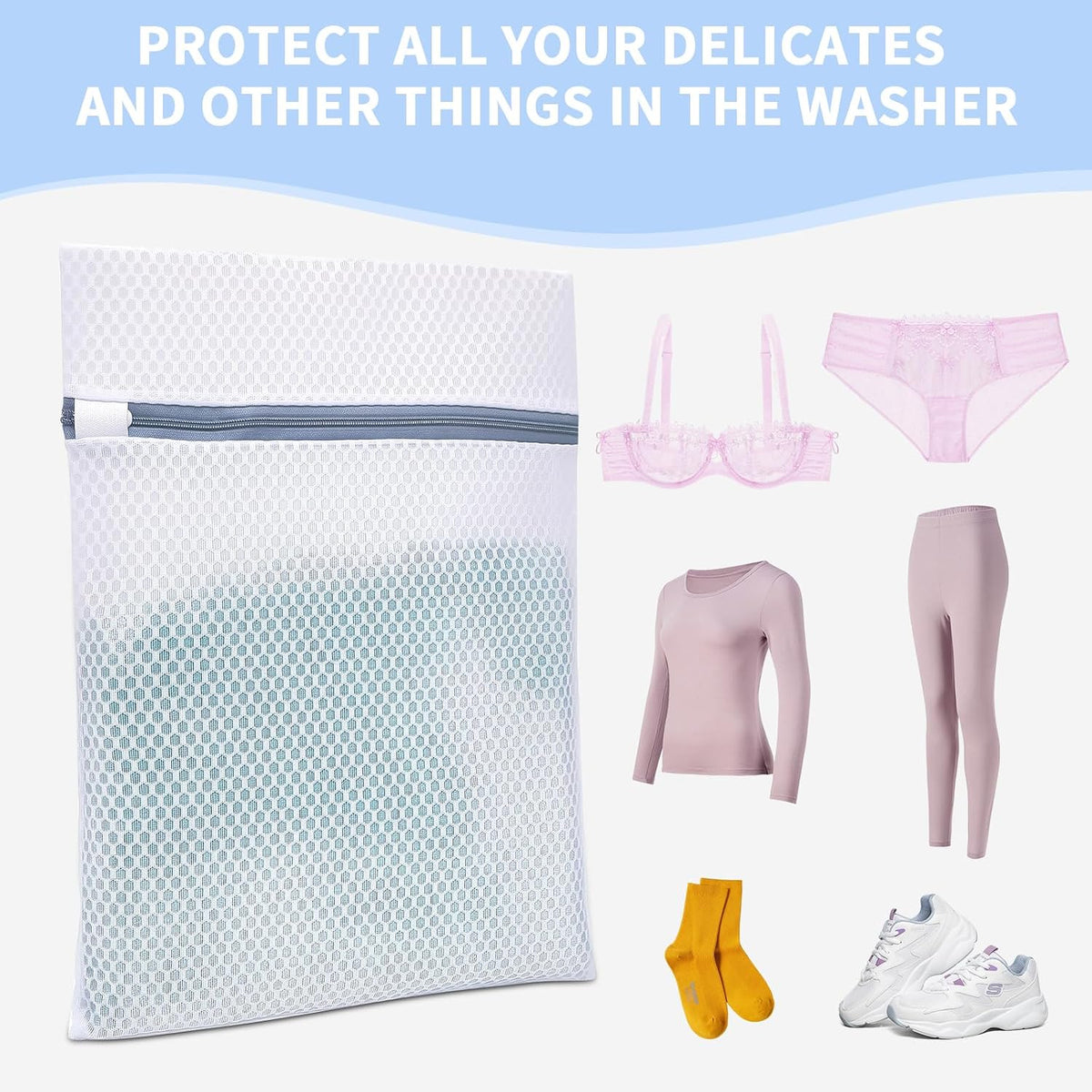 6PCS 12X16IN Laundry Bags Mesh Wash Bags for Strong Zipper