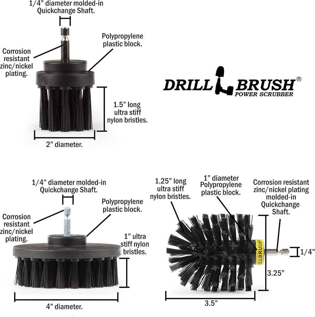 Safe Wire Brush Alternative - Ultra Stiff Nylon Bristle Scrubbing Brushes - 3 Piece Grill Cleaning Set - Griddle Cleaner - Industrial Grade Scrubber - Loose Paint Remover