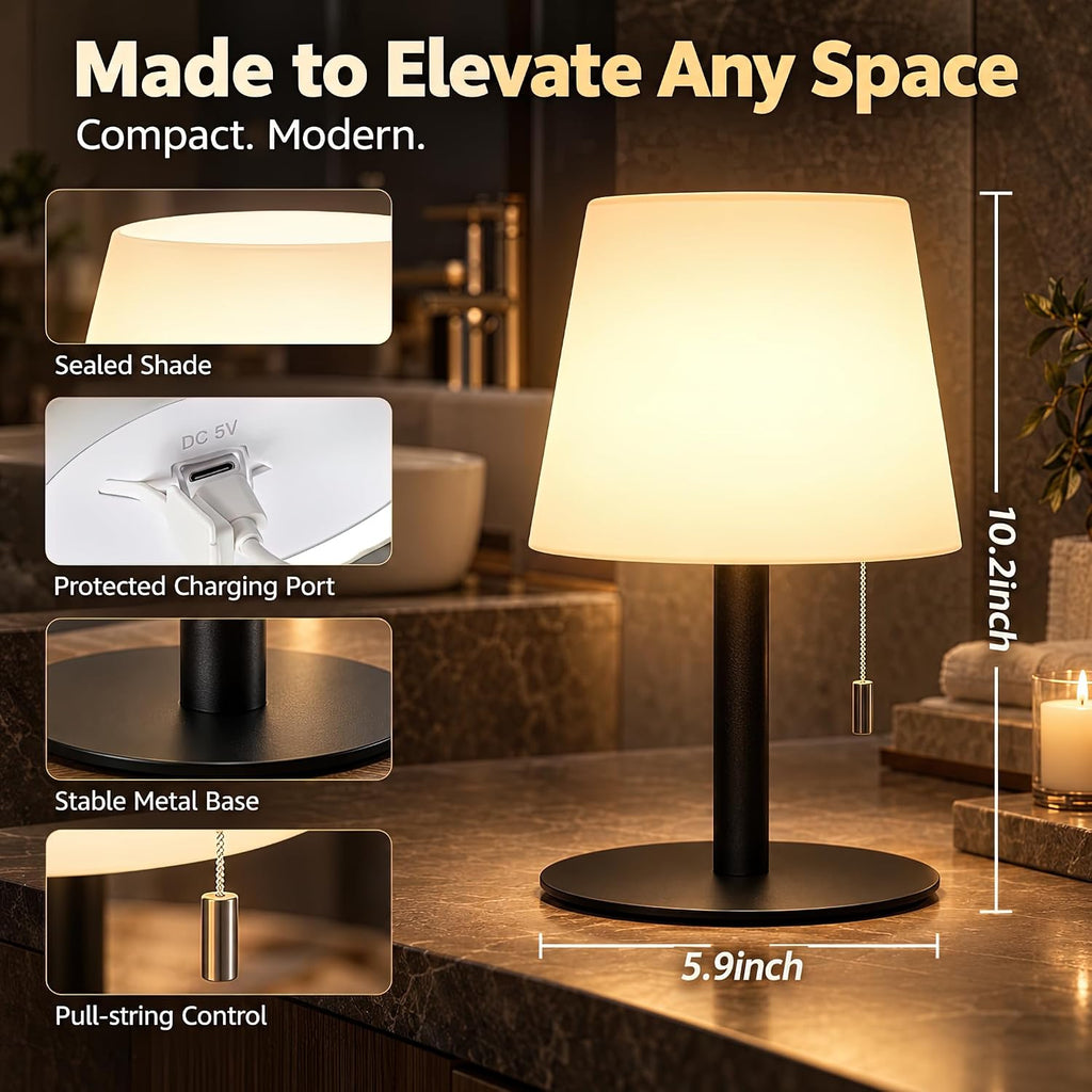 Waterproof Shower Lamp - Spa-Like Rechargeable Cordless Bathroom Lamp