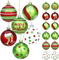 24Pcs 2.4 Inch Christmas Ball Ornaments for Tree, Glittering Red Green White Elf Bulbs Set for Christmas Tree Decorations, Plastic Shatterproof Hanging Ornament Xmas Baubles for Home Party Decor