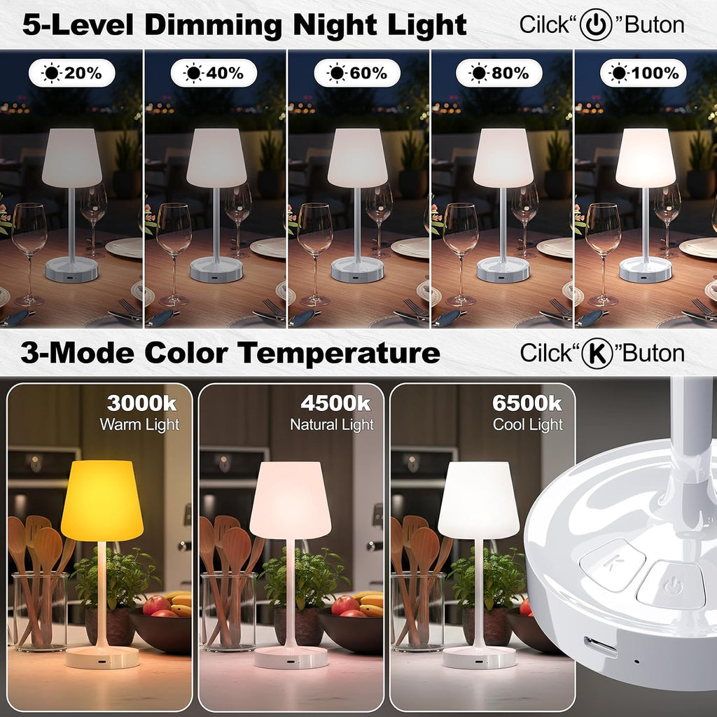 Restaurant Desk Lighting Rechargeable Cordless Dining Table Lamp