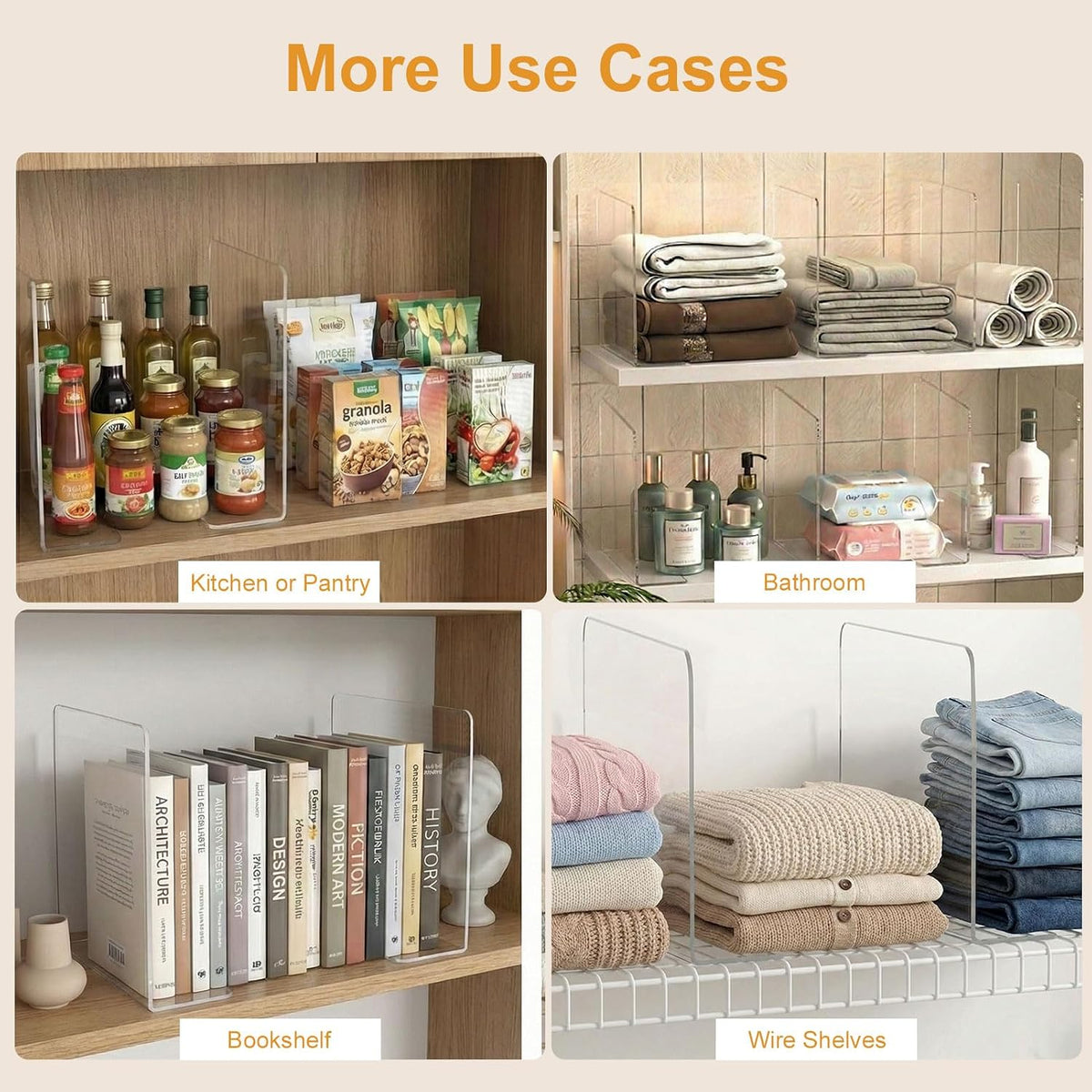 SortNStore Shelf Dividers Closet Organization: 12" Tall x 12" Deep (Taller)