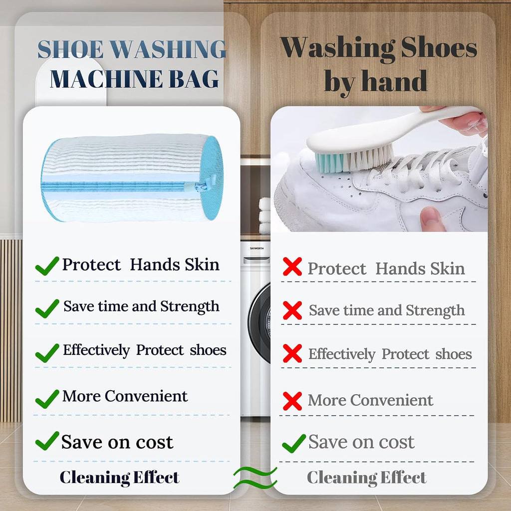 Shoe Washing Machine Bag, Laundry Shoe Bag for Washer and Dryer,2Pcs Reusable Shoe Bag for Washing Machine Fit Most Shoes Types (White 2 pcs)