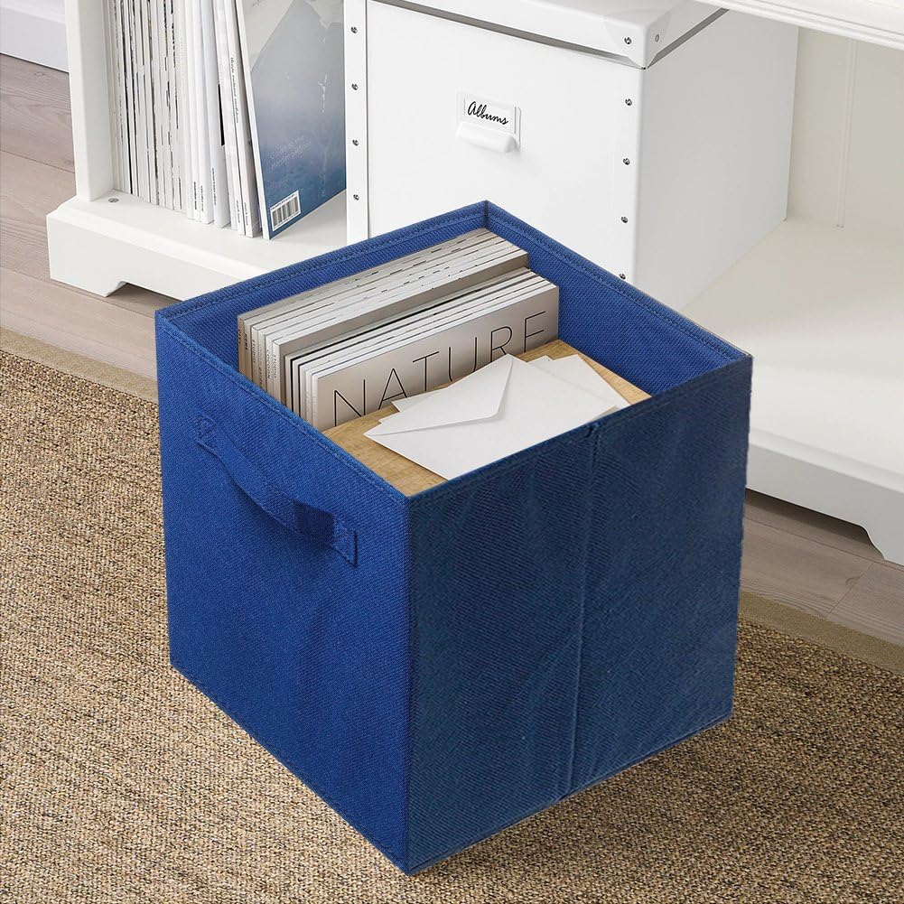 PowerKing Collapsible Storage Cubes, Farbic Storage Bins, Dark Blue, 6Pack