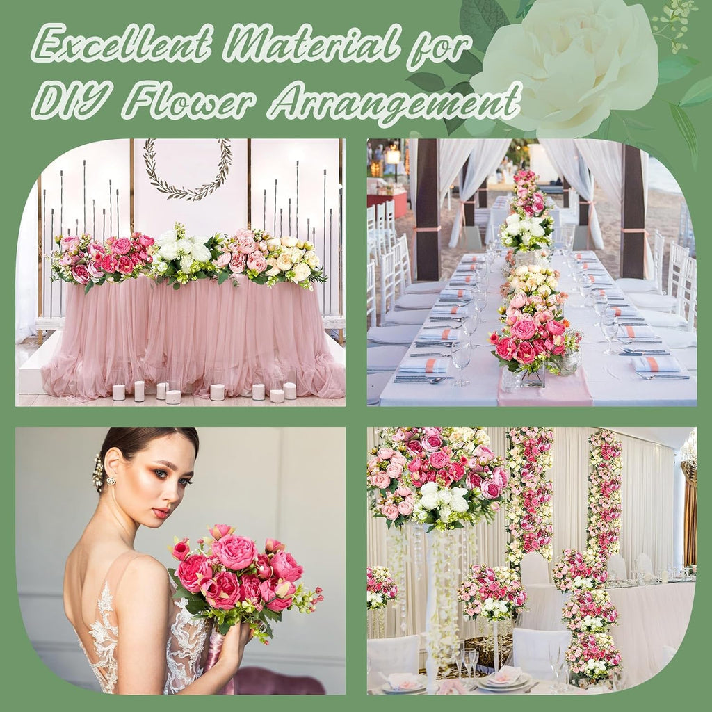 Jexine Artificial Peonies Flowers Bouquets, Colorful, 24