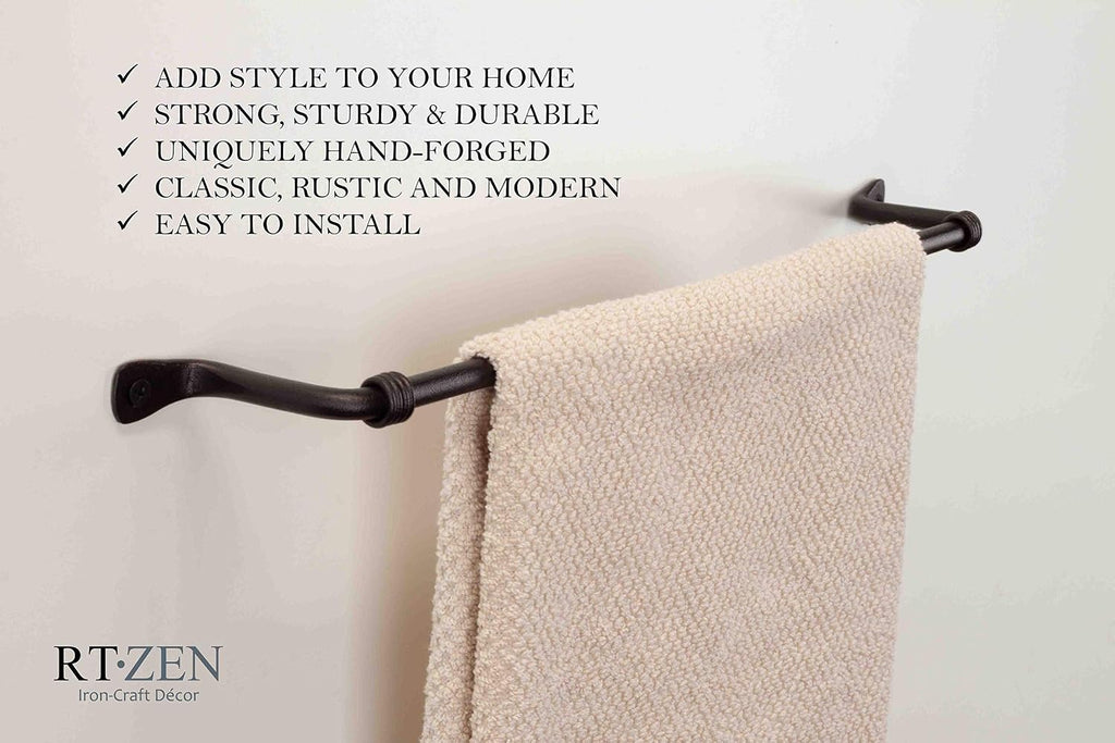 RTZEN Farmhouse Bathroom Towel Holder Wall Mount, Matte Black Decoration