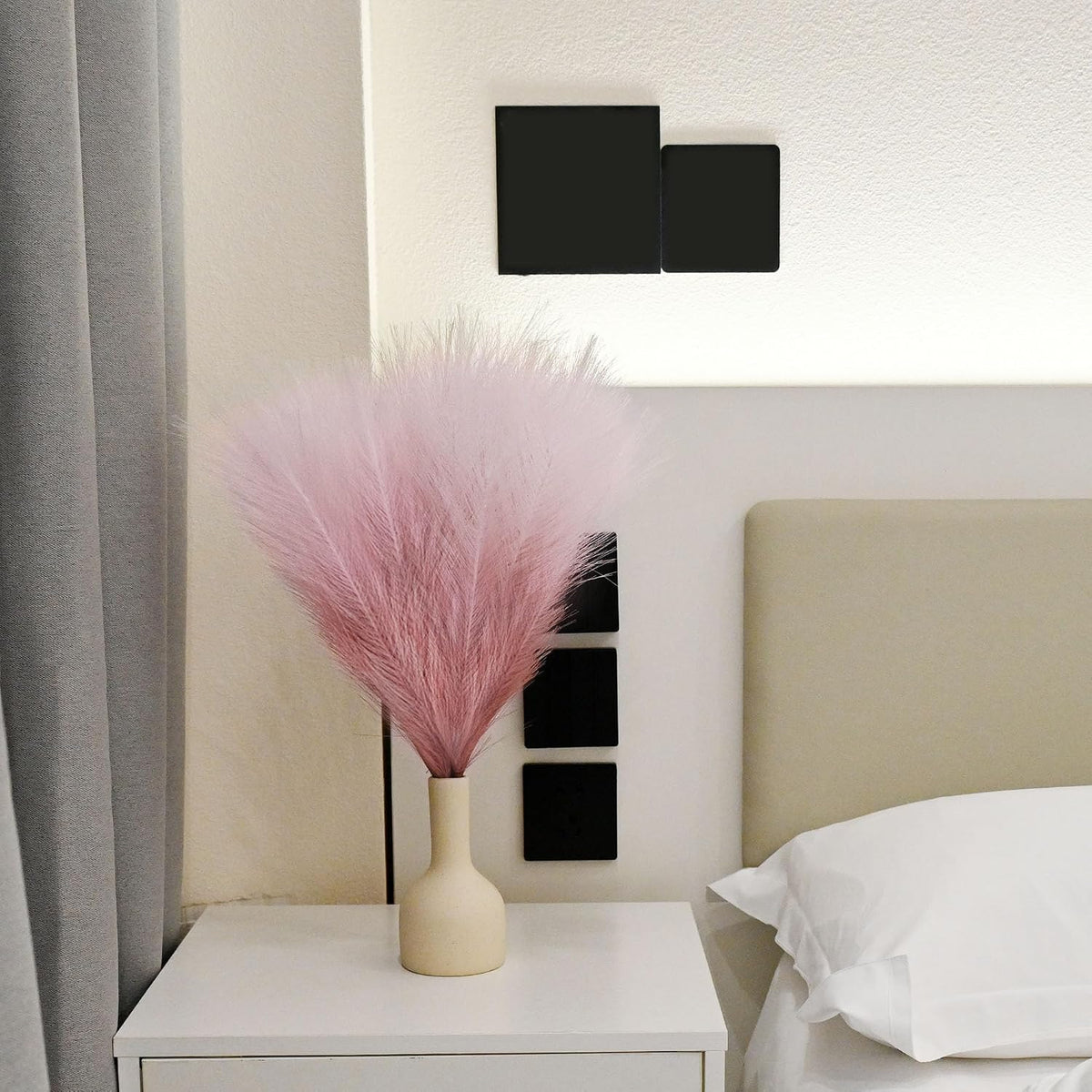 6 PCS Faux Pampas Grass Arrangement - 18"/45cm Artificial Fluffy Pompous Grass Stems for Boho Chic Home and Wedding Decor (Pink Gradient)