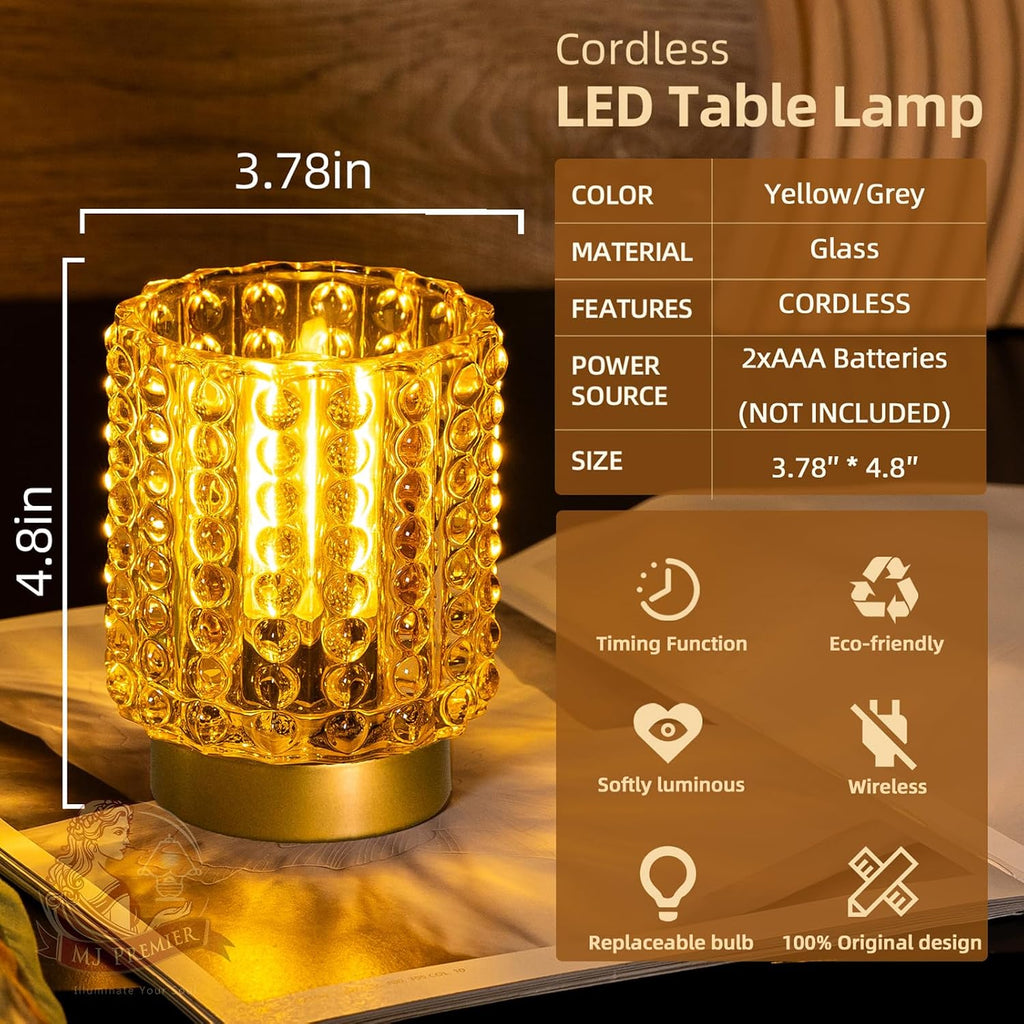 Battery Operated Lamp Timer, Small Cordless Lamp Decorative, Yellow