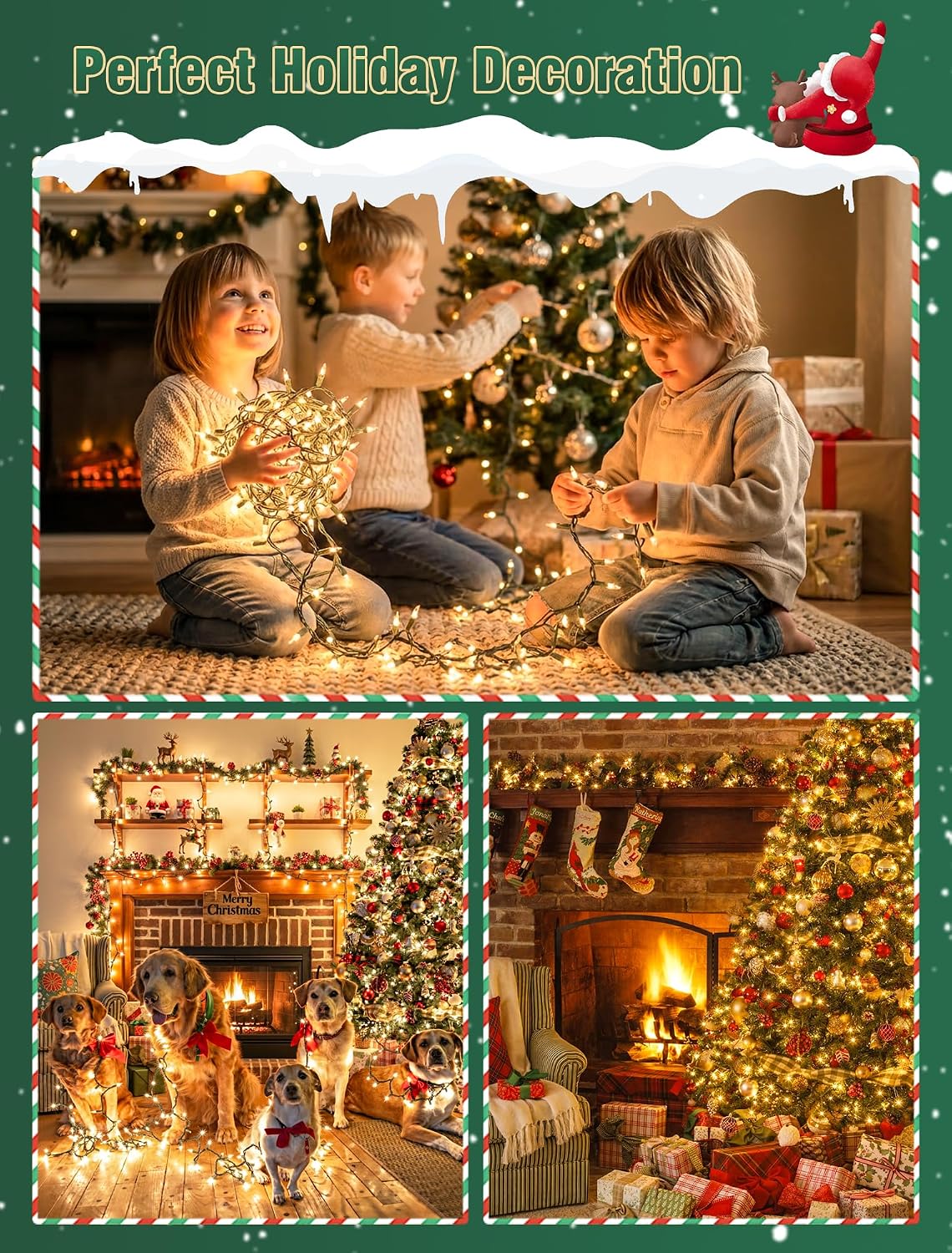 Hopolon Clear Christmas Lights Set 2 PACK 50 Count Green Wire Mini Lights