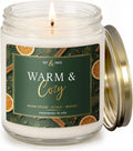 Christmas Candles, Fall Candles, Warm and Cozy' Soy Candle I Berries, Apple & Cinnamon I Infused w/Essential Oils I Warm n Cozy Home Dcor I Holiday & Winter Candle I 50Hr Burn I USA Made
