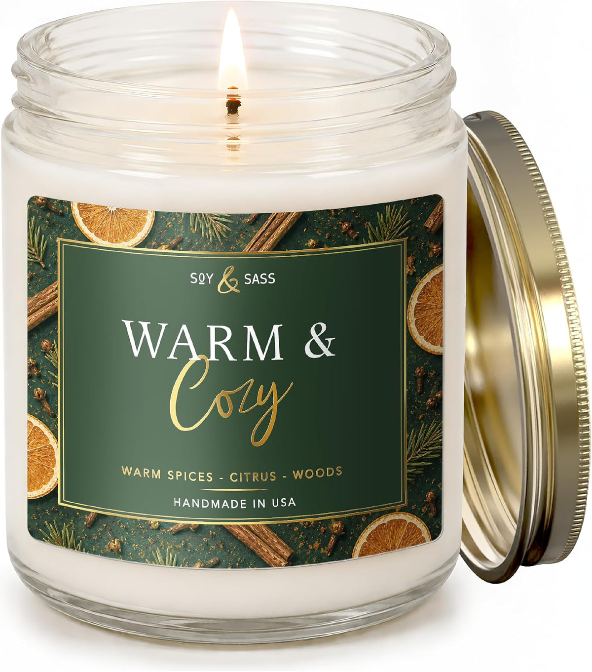 Christmas Candles, Fall Candles, Warm and Cozy' Soy Candle I Berries, Apple & Cinnamon I Infused w/Essential Oils I Warm n Cozy Home Dcor I Holiday & Winter Candle I 50Hr Burn I USA Made
