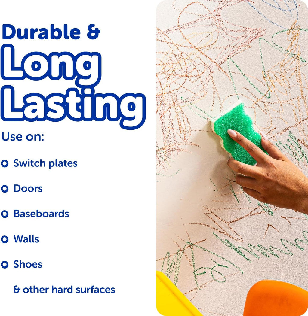Scrub Daddy Eraser Daddy XL - Large Melamine Foam Sponges for Cleaning - Dual-Sided White Eraser Sponges for Wall Cleaning - Removes Dirt & Scuffs - Water-Activated (18 Count)