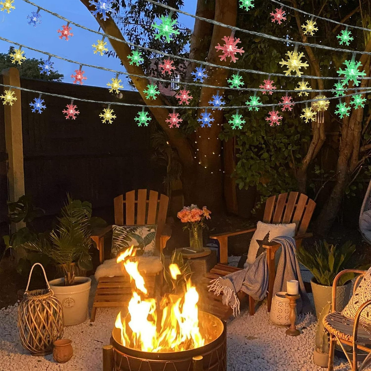 AUAUY Snowflakes String Lights 40 LED 19.6FT String Lights Battery Operated