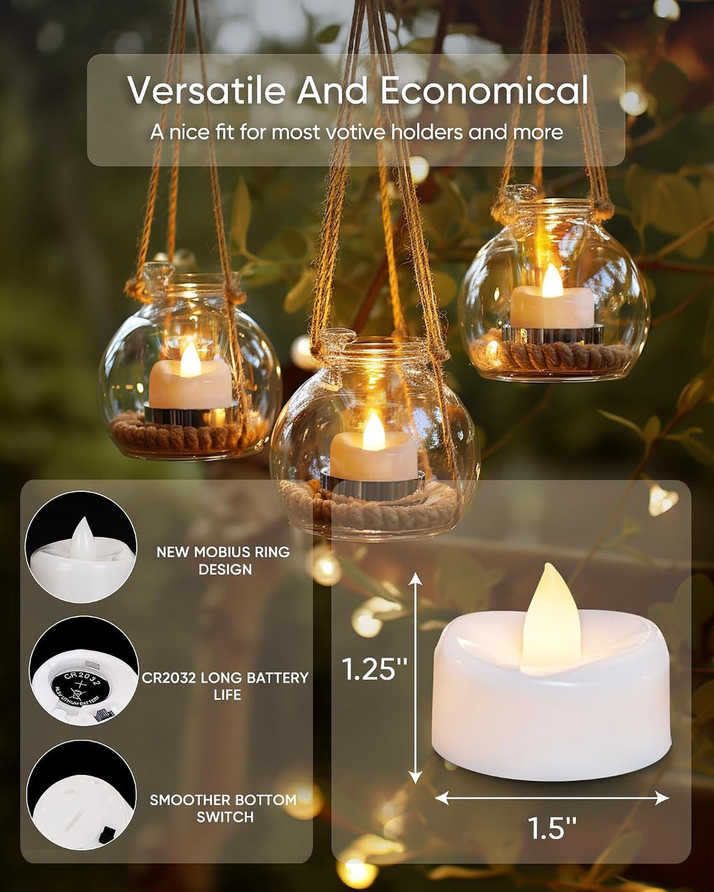 merrynights 12Pack Flameless Tealight Candles with Timer,6H Timer Built-in