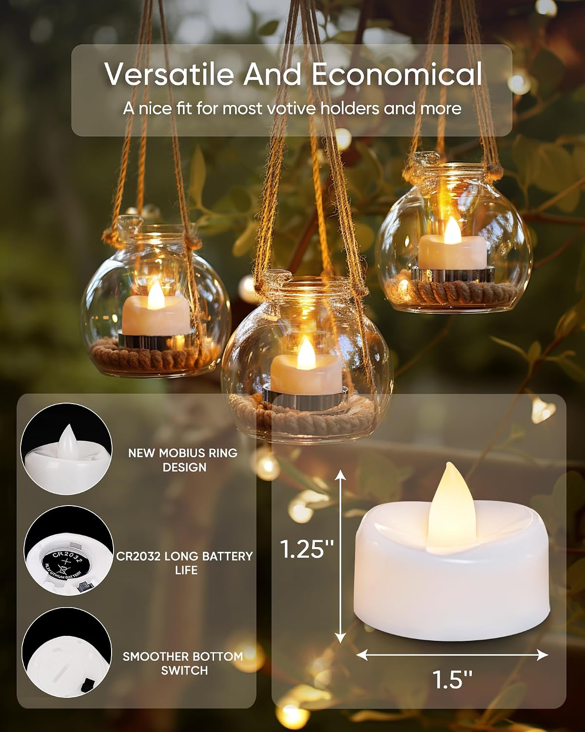 merrynights 12Pack Flameless Tealight Candles with Timer,6H Timer Built-in
