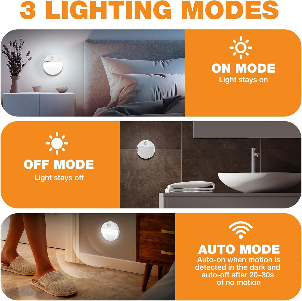 EverBrite 2-Pack Rechargeable Round Motion Sensor LED Night Lights