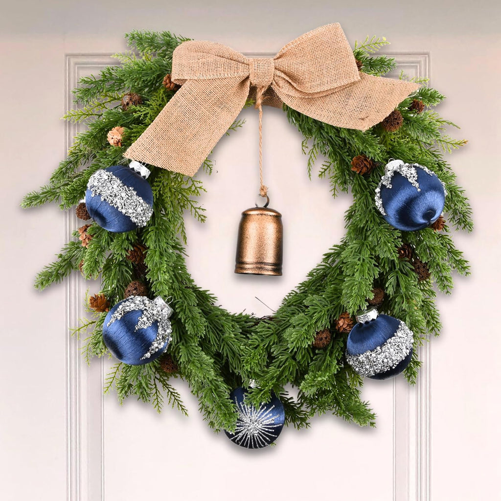 Christmas Balls Navy Blue Ornaments - Pack of 15 Luxury Christmas Tree Decorations Shatterproof - Satin Glitter Xmas Bulbs Set, 80mm 3.15 inch