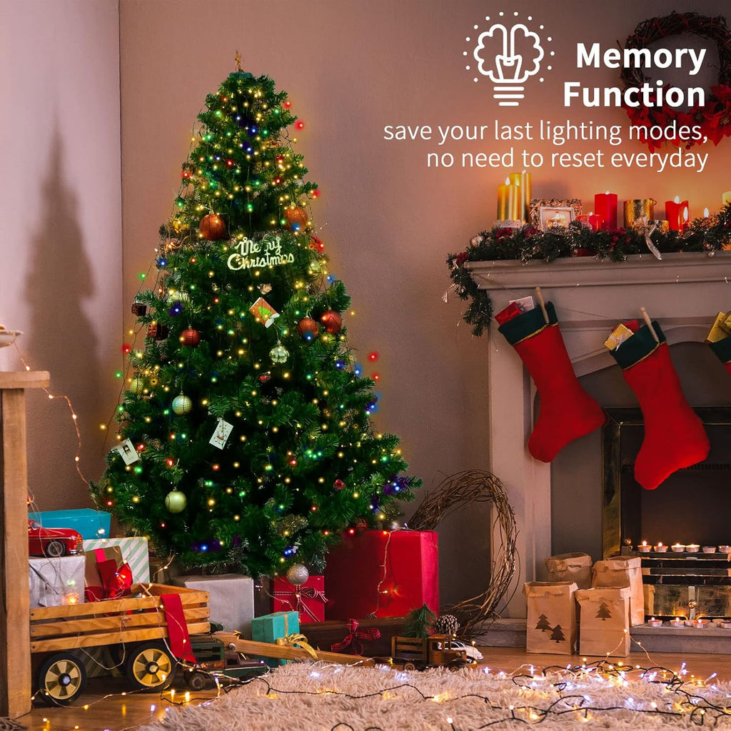 BOLWEO Christmas Tree Lights, 280LED 8 Lines Christmas Lights for Tree 8 Modes for 6ft-7ft Christmas Tree, UL Certified Indoor Outdoor Christmas Decorations 8 * 6.6ft Drops Multi-Color