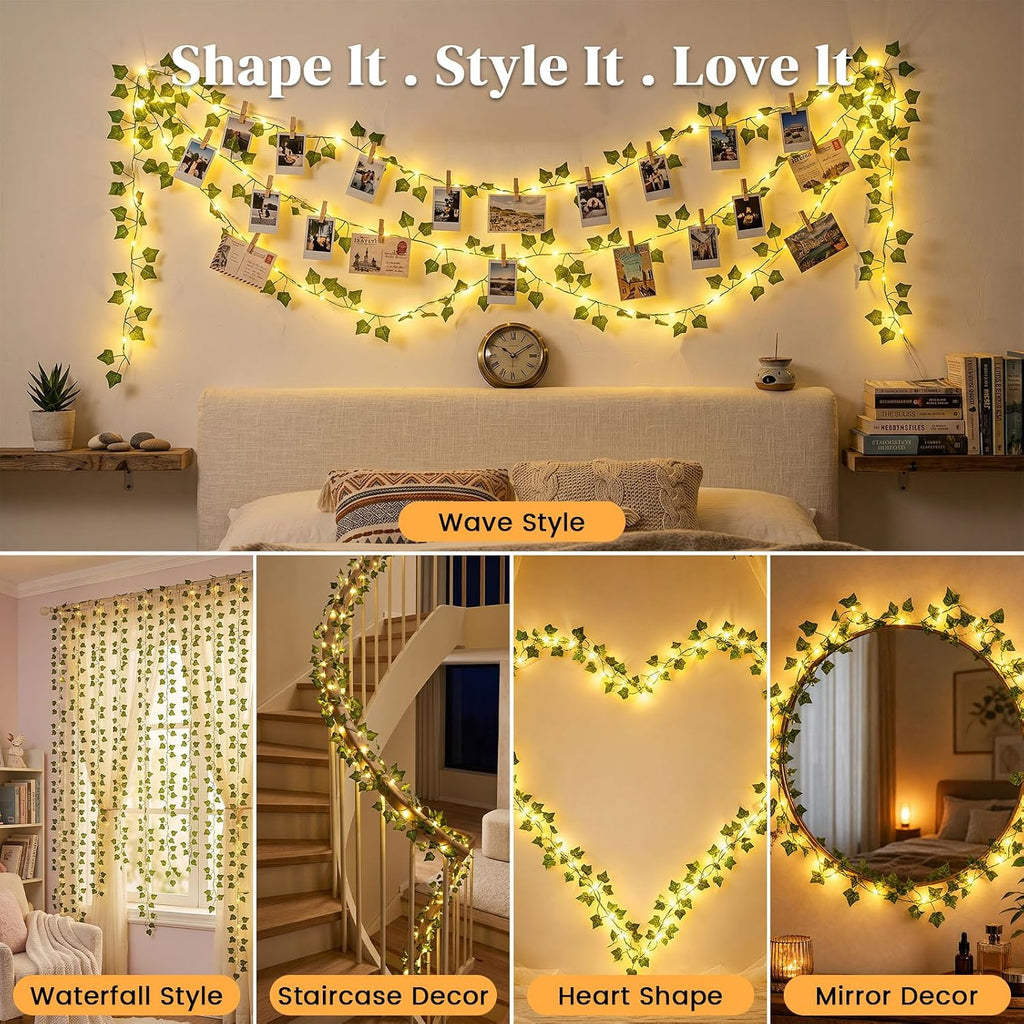 DomeStar 40 FT 120 LED Fairy Lights with Vines, Vines with Light, Curtain