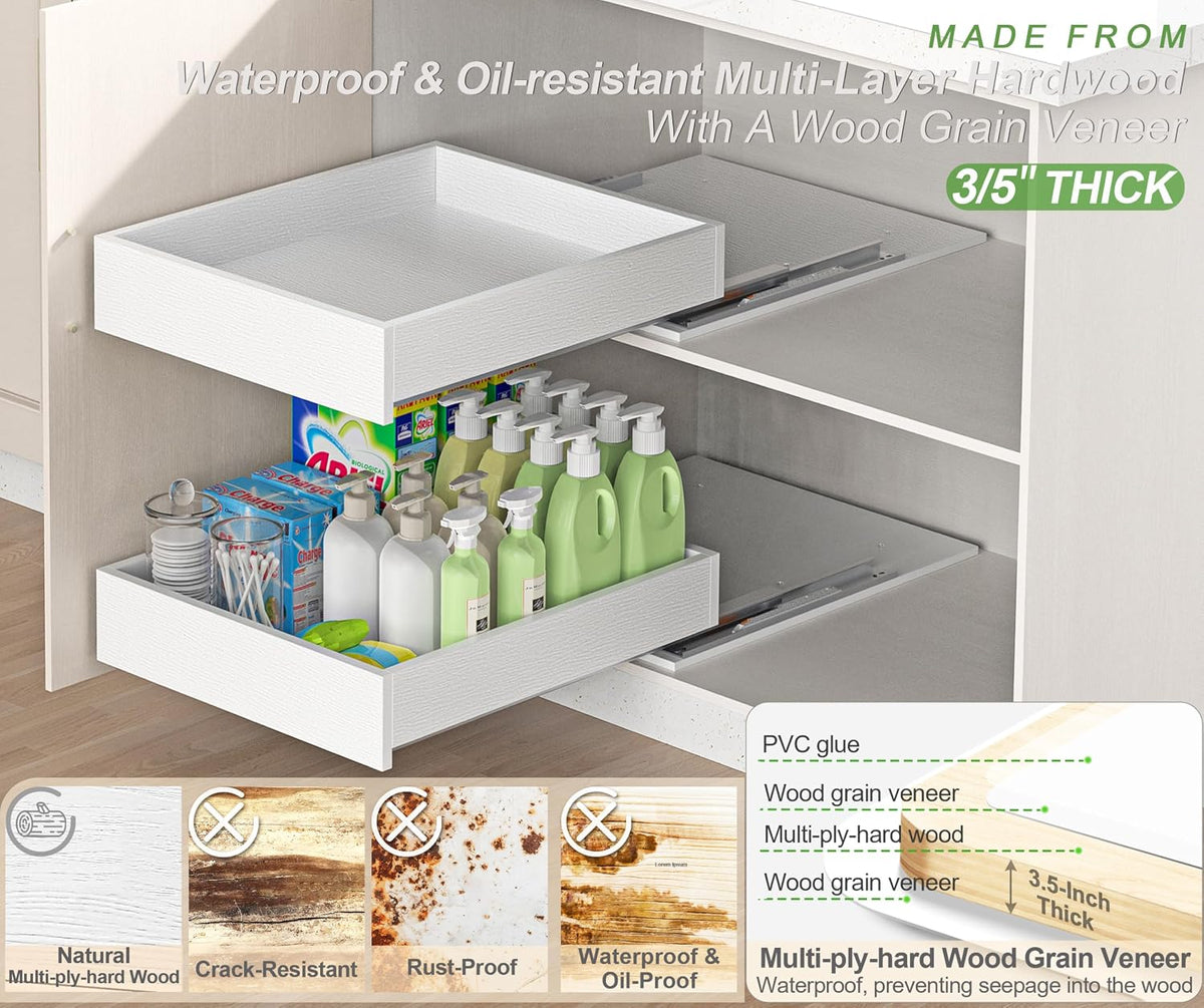 MyLifeUNIT Wood Pull Out Drawer for Cabinet Pre-Assembled, 18" W x 21" D
