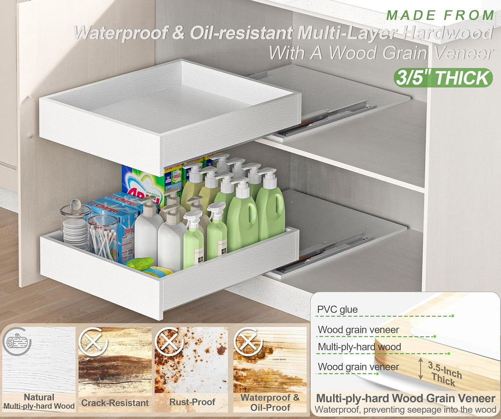 MyLifeUNIT Wood Pull Out Drawer for Cabinet Pre-Assembled, 14" W x 21" D