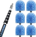 30FT High Reach Cobweb Duster with 5-20ft Extension Pole, 6 Pack Big Webster Cobweb Duster, Aluminum Telescopic Cobweb Brush, Spider Web Brush for Outdoor & Indoor Cleaning(24FT, Duster Kit)