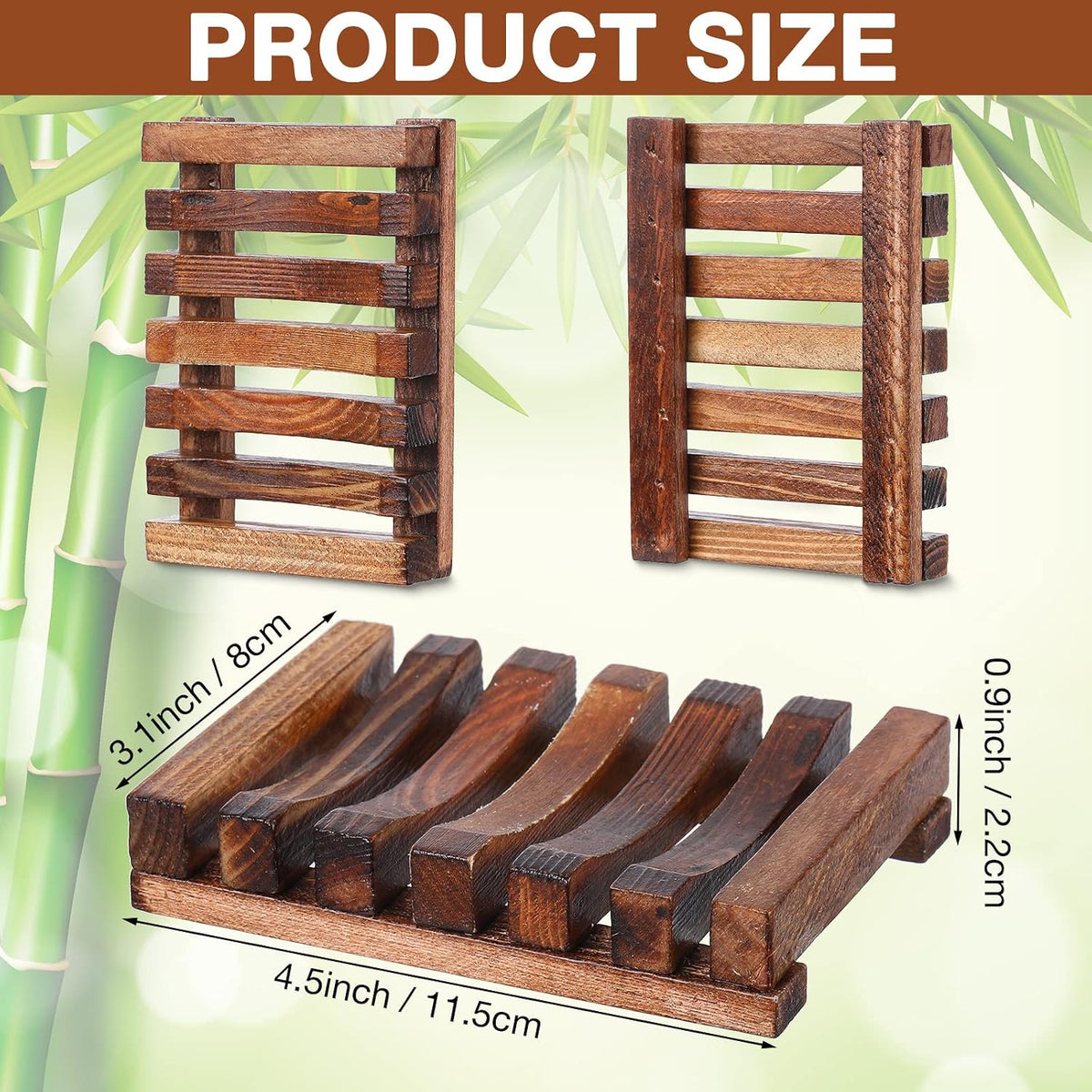 Skylety 12 Pieces Wooden Shower Soap Dish Bulk Soap Holder, Brown Color