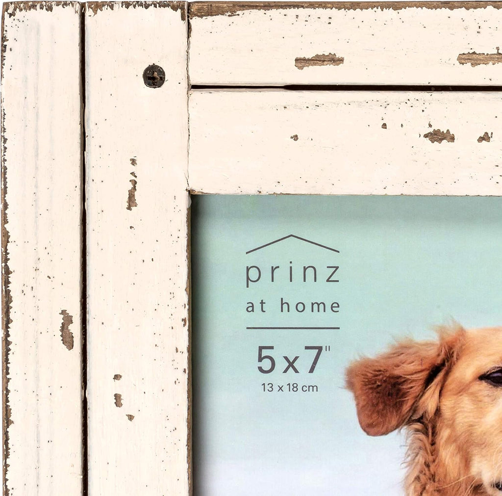Prinz Homestead 5x7 Antique White Picture Frame, Distressed Finish
