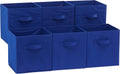 Amazon Basics Collapsible Fabric Storage Bins with Handles, Cube Organizer for Home Organization, 10.5"x10.5"x11", Navy, 6-Pack