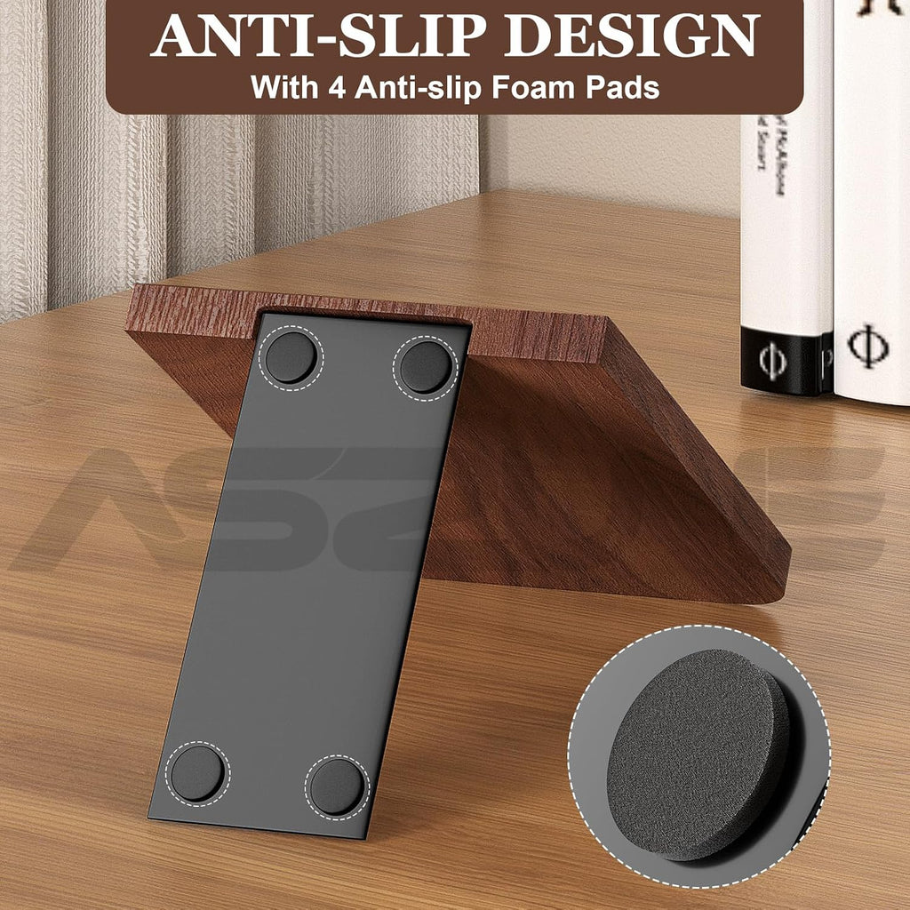 Book Ends 4Pair Wooden Heavy Duty Non Slip Book for Shelf Books & Media
