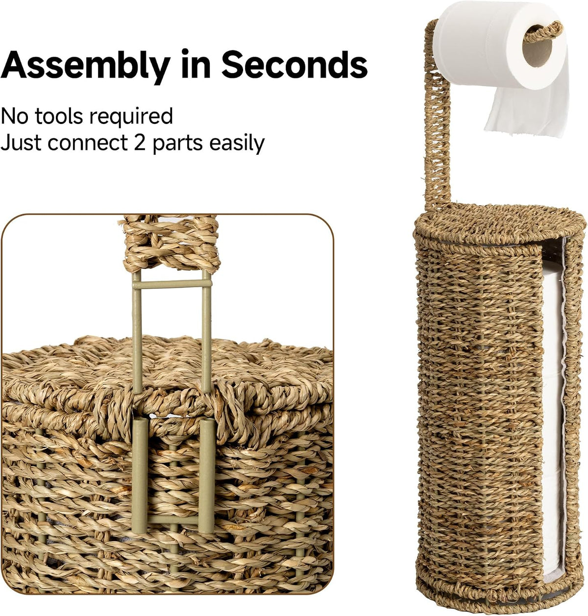 StorageWorks Wicker Freestanding Toilet Paper Holder Stand with Storage