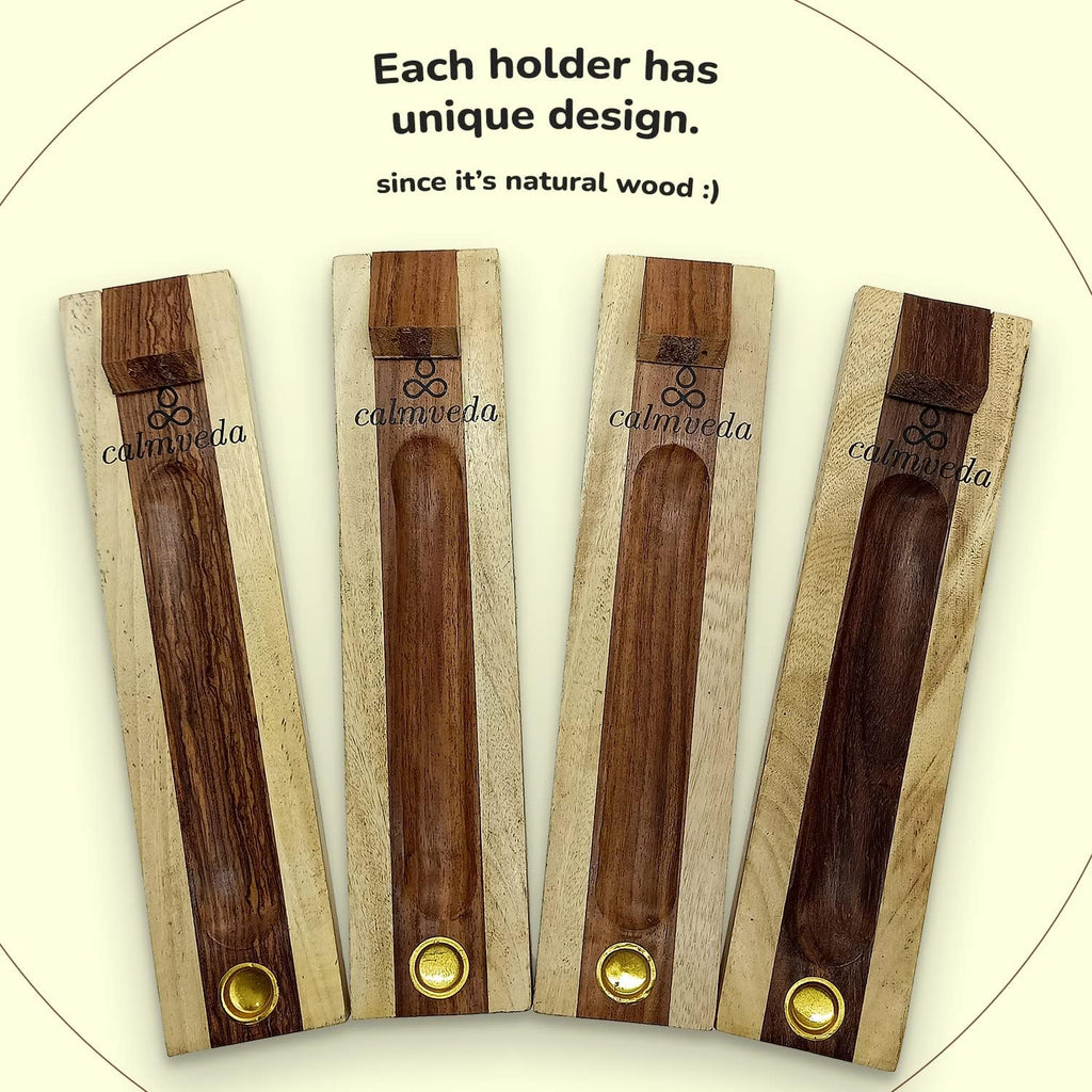 CALMVEDA Rosewood Incense Holder for 2 Sticks & Cones - 11 inch, Handmade
