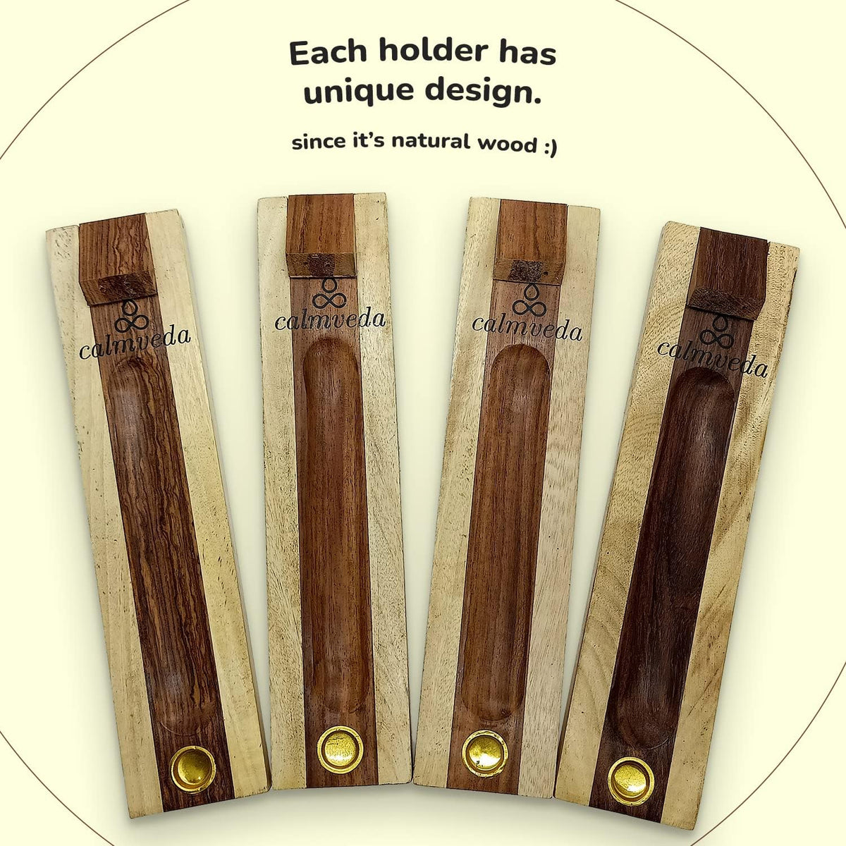 CALMVEDA Rosewood Incense Holder for 2 Sticks & Cones - 11 inch, Handmade