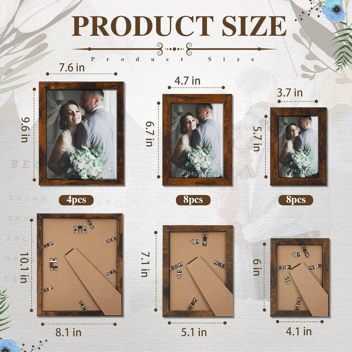 Namalu 20 Pcs Gallery Wall Frames Set Rustic Picture Frames Collage Assorted Photo Wall Decor Pack for Hanging or Tabletop Display Multi Sizes with 8 x 10, 5 x 7, 4 x 6 (Brown)