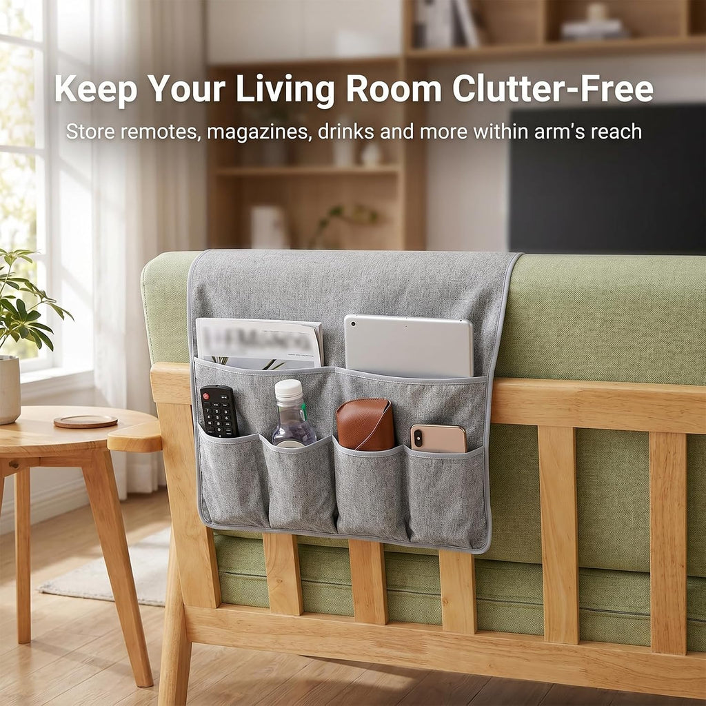 Remote Control Holder,Sofa Armrest Organizer,33.1" x 18.5" (Grey)